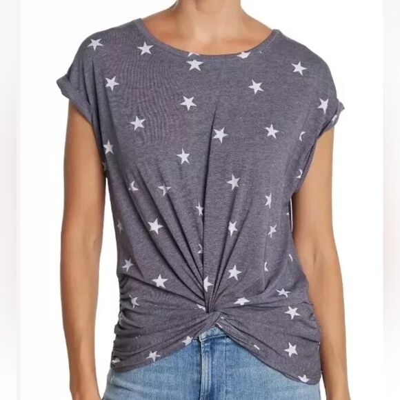 Lucky Brand NEW Twist Front Star Print Short Sleeve Tee Size XL - Picture 1 of 5